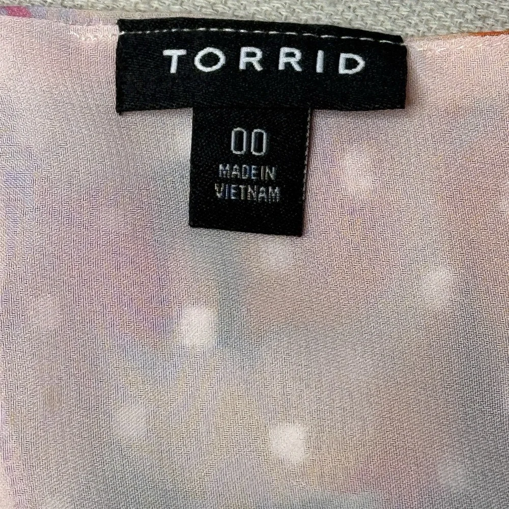Torrid Women's Orange‎ Watercolor Blouse Long Sleeve Lined Size 00